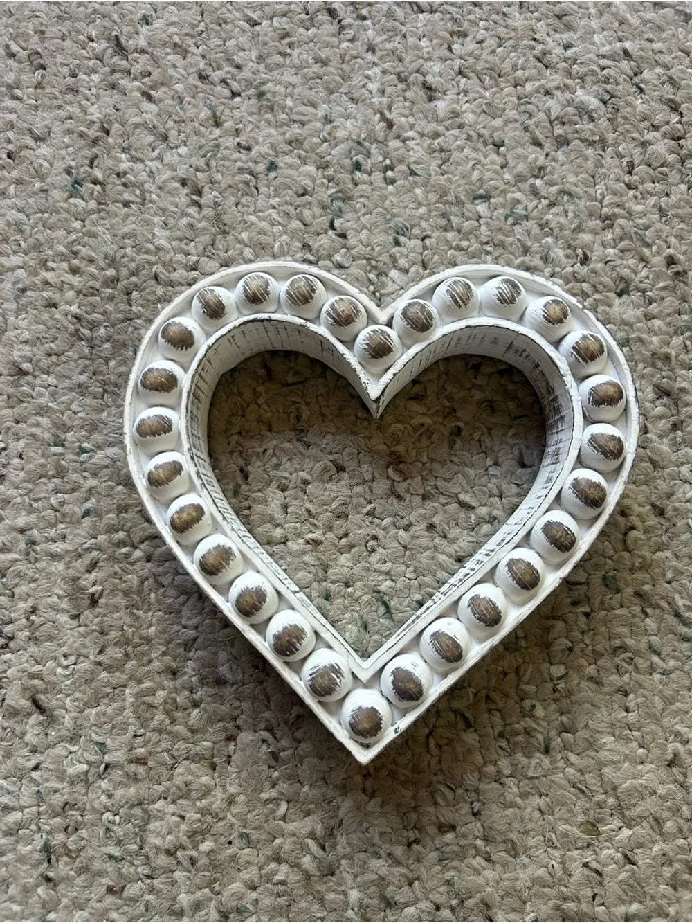 Distressed White Heart Frame Accent - Rustic Home Decor